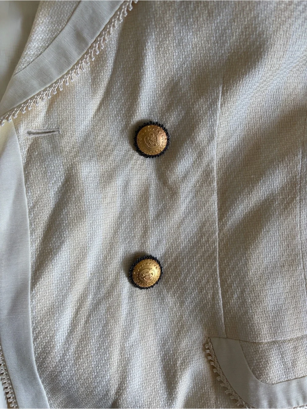 Dior Cream Double-Breasted Blazer with Gold Buttons Size 16 Fits L/XL